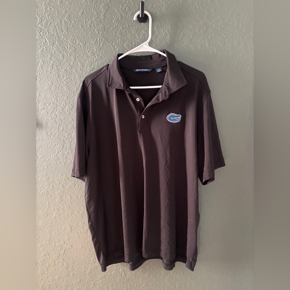 Florida Gators Cutter & Buck Black Forge Stretch Polo Shirt with Gator Logo